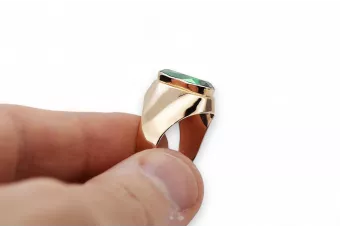 أسلوب فينتاج خاتم الزمرد الذهب الوردي الأصلي vrc077r